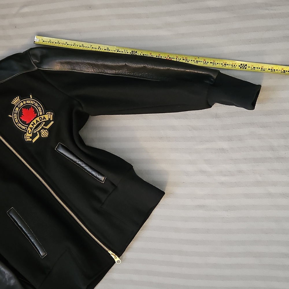 Roots Black Bomber Jacket with Leather Details - Picture 3 of 3